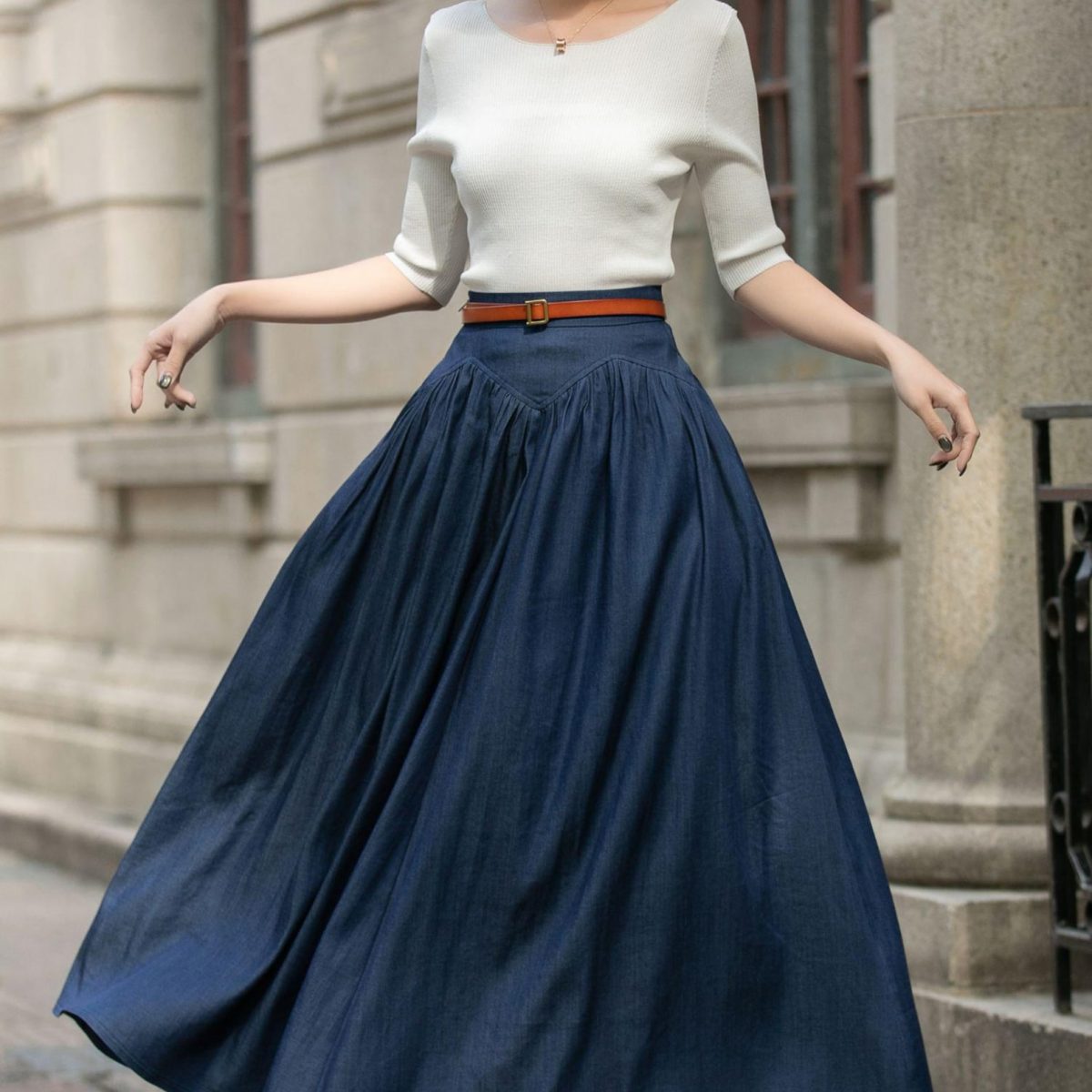 Navy-high-waist-A-line-flared-skirt-1.jpg